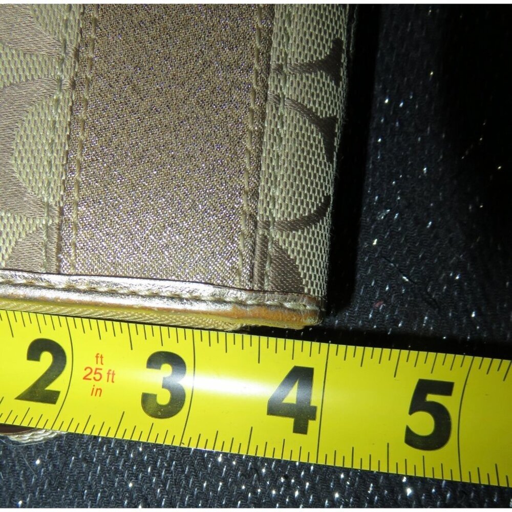 Coach Signature C Canvas Leather Glitter Zip Around & Snap Closure Long Wallet - Picture 12 of 12